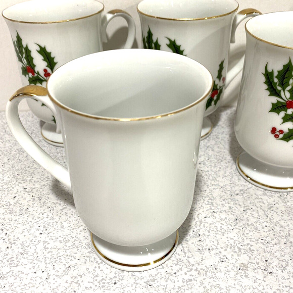 Vintage Christmas Holiday Mugs Set (4) All The Trimmings Festive Holiday Japan - Picture 7 of 12